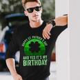 St Patricks Day Birthday Lucky Shamrock Vintage Sunset Long Sleeve T-Shirt Gifts for Him
