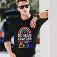 Mental Health Awareness Broken Crayons Still Color Long Sleeve T-Shirt Gifts for Him