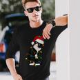 Tuxedo Cat Meow Santa Tuxie Christmas Tree Lights Cat Catmas Long Sleeve T-Shirt Gifts for Him