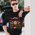 Ugly Christmas Sweater Burger Happy Holidays With Cheese V15 Long Sleeve T-Shirt Gifts for Him