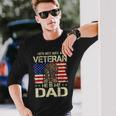 He Is My Veteran Dad American Flag Veterans Day Long Sleeve T-Shirt Gifts for Him