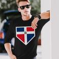 Vintage Baseball Home Plate With Dominican Republic Flag Long Sleeve T-Shirt Gifts for Him