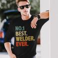 Vintage Best Welder Dad Ever Fathers Day Long Sleeve T-Shirt Gifts for Him