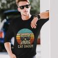 Vintage Cat Daddy Shirt Cat Lover Cat Dad Fathers Long Sleeve T-Shirt Gifts for Him