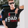 Vintage Dad Dad Of 2 Boys Battery Low Fathers Day Long Sleeve T-Shirt Gifts for Him