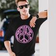 Vintage Pink Peace Sign 60S 70S Hippie Retro Peace Symbol Long Sleeve T-Shirt T-Shirt Gifts for Him