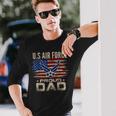 Vintage US Air Force Proud Dad With American Flag Long Sleeve T-Shirt Gifts for Him
