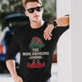 Weintrinkender Gnom Herren Langarmshirts, Lustiges Motiv für Weinliebhaber Geschenke für Ihn