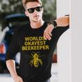 Worlds Okayest Beekeeper Beekeeping Dad Long Sleeve T-Shirt Gifts for Him