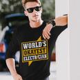Worlds Okayest Electritian Husband Dad Men Long Sleeve T-Shirt Gifts for Him