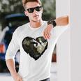 Camo Print Heart Funny Valentines Day Military Men Women Men Women Long Sleeve T-shirt Graphic Print Unisex Gifts for Him