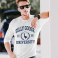 Silly Goose University Goose On The Loose Saying Long Sleeve T-Shirt T-Shirt Gifts for Him