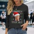 Santa Joe Biden Happy 4Th Of July Ugly Christmas Sweater  V2 Men Women Long Sleeve T-shirt Graphic Print Unisex