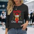 Merry Christmas Christmoose Moose Reindeer Deer Santa Hat  Men Women Long Sleeve T-shirt Graphic Print Unisex