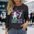 7 Years Old Unicorn Flossing 7Th Birthday Girl Unicorn Party Long Sleeve T-Shirt Gifts for Her