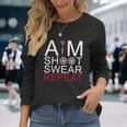 Aim Shoot Swear Repeat Darts Retro Vintage Men Women Long Sleeve T-Shirt T-shirt Graphic Print Gifts for Her
