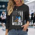 American Flag Welder Patriotic Fathers Day Long Sleeve T-Shirt Gifts for Her
