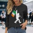 Bigfoot Rock And Roll On St Patricks Day With Irish Flag Long Sleeve T-Shirt Gifts for Her