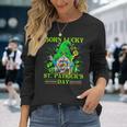 Born Lucky On St Patricks Day Autism St Patricks Day Gnomes Long Sleeve T-Shirt Gifts for Her