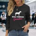 Bullterrier Oma Schwarzes Langarmshirts, Hunde Silhouette & Text in Pink Geschenke für Sie