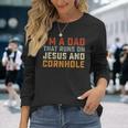 Im A Dad That Runs On Jesus Cornhole Christian Vintage Long Sleeve T-Shirt Gifts for Her