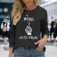 Damen Böse Alte Frau Für Oma Großmuter Spruch Rockerin V2 Langarmshirts Geschenke für Sie