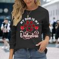 Dog Lover My Dog Is My Valentine Cute Paw Print Red Plaid Long Sleeve T-Shirt Gifts for Her