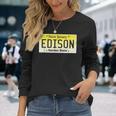 Edison New Jersey Nj License Plate Home Town Graphic Long Sleeve T-Shirt Gifts for Her