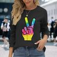 Finger Peace Sign Tie Dye 60S 70S Hippie Costume Long Sleeve T-Shirt T-Shirt Gifts for Her