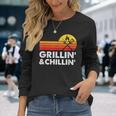 Grilling And Chilling Smoke Meat Bbq Home Cook Dad Men Long Sleeve T-Shirt Gifts for Her