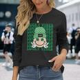 Groovy Smile Face Lucky Vibes Shamrock St Patricks Day Long Sleeve T-Shirt Gifts for Her