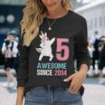 Happy 5Th Birthday UnicornShirt Awesome Since 2014 Long Sleeve T-Shirt Gifts for Her