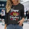 Happy Valentines Day Hearts With Leopard Plaid Valentine Long Sleeve T-Shirt Gifts for Her