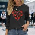 Heart Paw Print Valentines Cute Dog Love Doggie Puppy Lover Long Sleeve T-Shirt Gifts for Her
