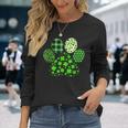 Irish Cute Dog Paw Clovers St Patricks Day Lucky Shamrock Long Sleeve T-Shirt Gifts for Her