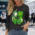 Leopard Love Three Gnomes Lucky Shamrock St Patricks Day Long Sleeve T-Shirt Gifts for Her