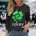 Lucky St Patricks Day St Paddys Outfit Shamrock Tie Dye Long Sleeve T-Shirt Gifts for Her