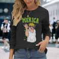 Merica Trump Bae Smoking Weed Cannabis 420 Stoner Long Sleeve T-Shirt Gifts for Her
