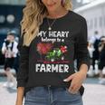 My Heart Belongs To A Farmer Valentine For Farmer Wife Men Women Long Sleeve T-shirt Graphic Print Unisex Gifts for Her