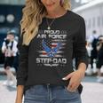Proud Air Force Step-Dad Veteran Vintage Flag Veterans Day Long Sleeve T-Shirt Gifts for Her