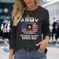 Proud Army National Guard Bonus Dad With American Flag Long Sleeve T-Shirt Gifts for Her