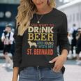 St Bernard Dad Drink Beer Hang With Dog Men Vintage Long Sleeve T-Shirt Gifts for Her