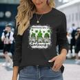 Three Gnomes Shamrock Clover Leopard Bleached St Patrick Day Long Sleeve T-Shirt Gifts for Her