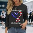 Usa Flag American Patriotic Heart Armed Forces Memorial Day Long Sleeve T-Shirt Gifts for Her