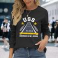 Uss George H W Bush Aircraft Carrier Military Veteran Long Sleeve T-Shirt Gifts for Her