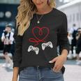 Video Gamer Valentines Day Tshirt With Controllers Heart Long Sleeve T-Shirt Gifts for Her