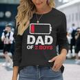 Vintage Dad Dad Of 2 Boys Battery Low Fathers Day Long Sleeve T-Shirt Gifts for Her