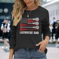 Vintage Lacrosse Dad Lax Dad Usa Flag Patriotic Long Sleeve T-Shirt Gifts for Her