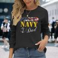 Vintage Proud Navy With American Flag For Dad Long Sleeve T-Shirt Gifts for Her