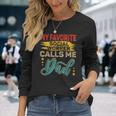 Vintage Retro My Favorite Social Worker Calls Me Dad Long Sleeve T-Shirt Gifts for Her